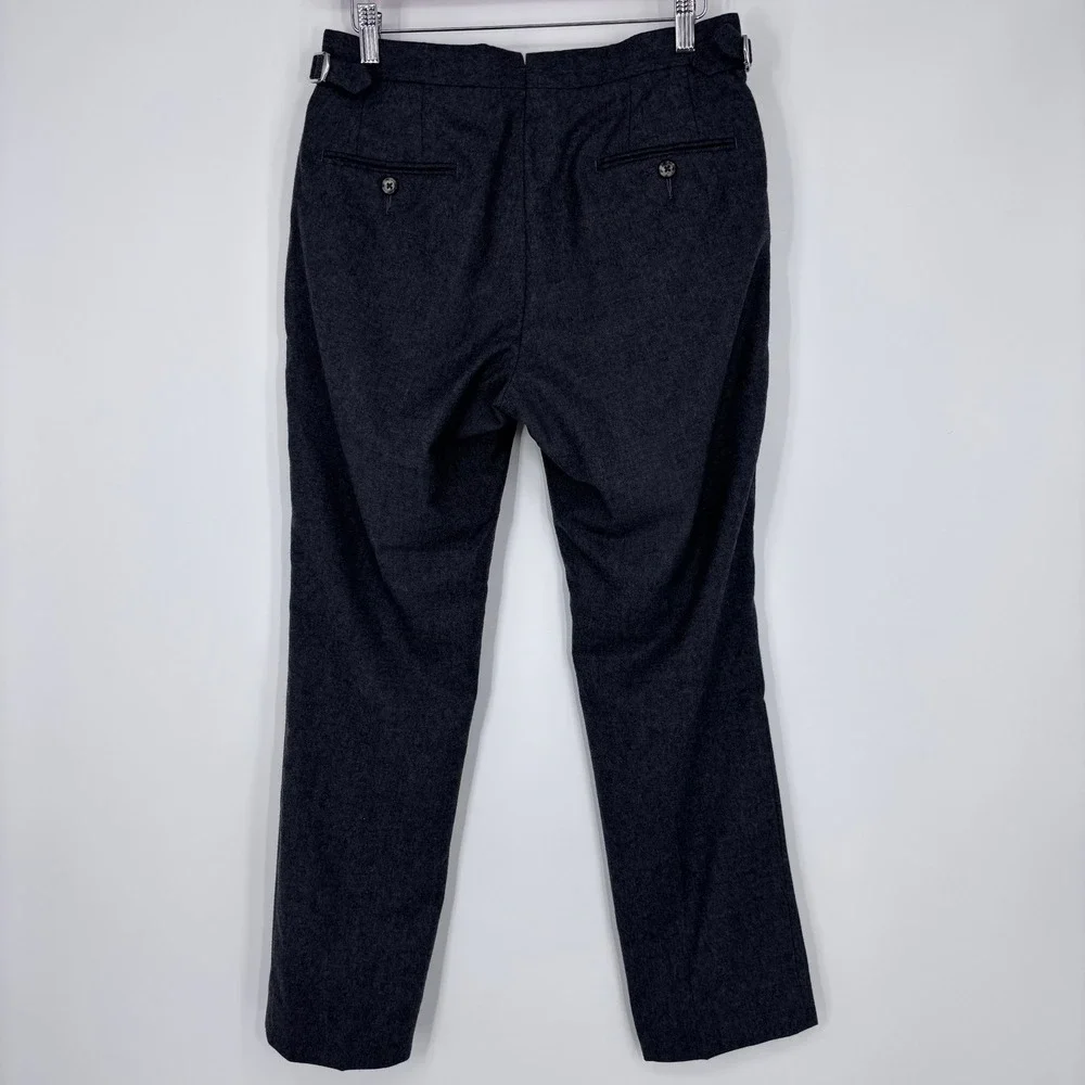 Proper Cloth Wool Flannel Trousers Mens 30x27 Grey Side Adjusters Dress Pants